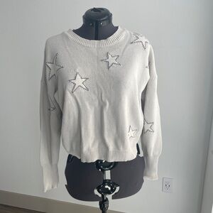 Star Embroidered Cream Sweater